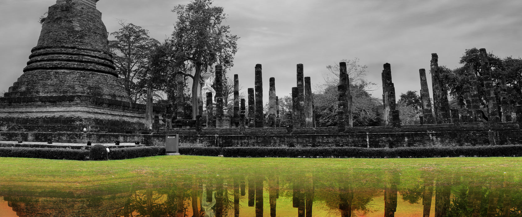 atemberaubender Buddha Tempel, Glasbild Panorama