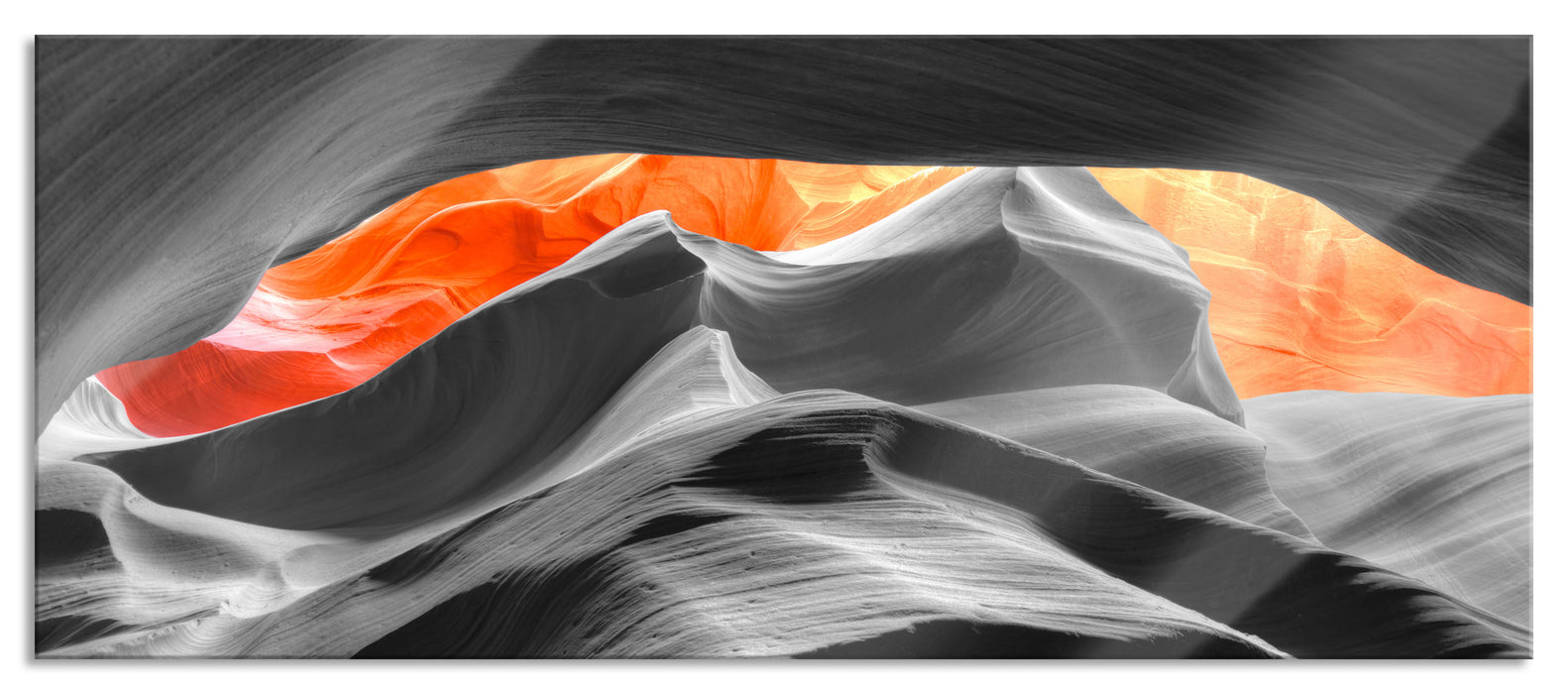 Pixxprint beeindruckender Antelope Canyon, Glasbild Panorama