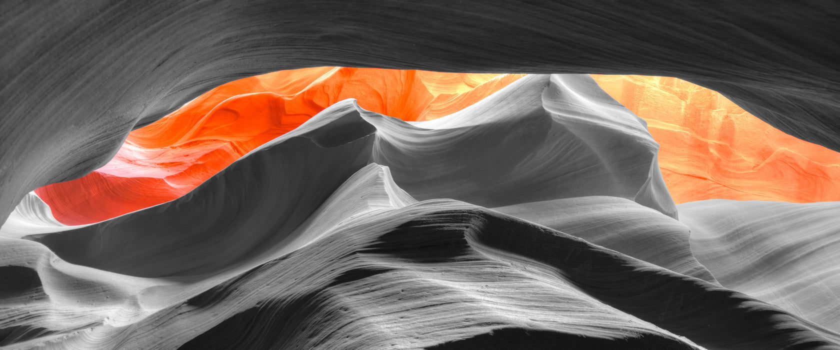 beeindruckender Antelope Canyon, Glasbild Panorama