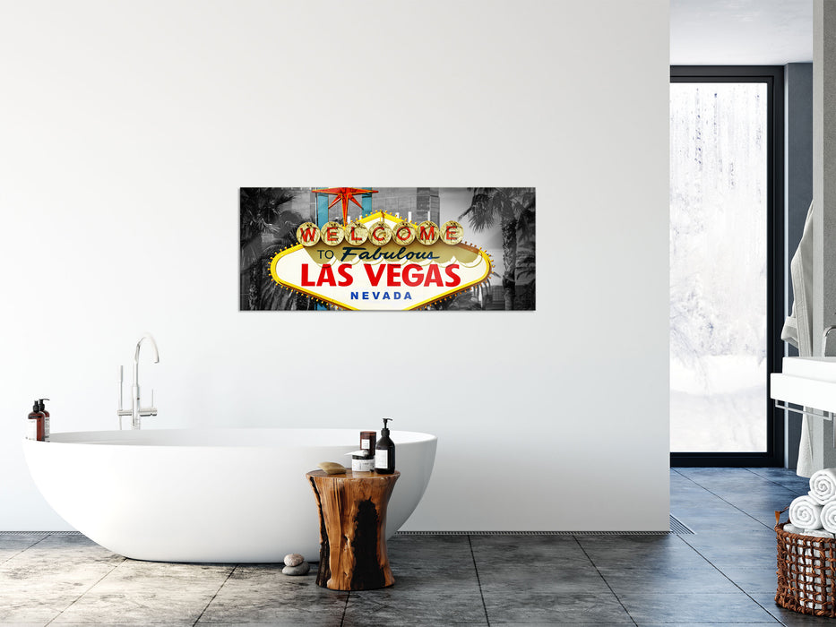 Ortseingangsschild Las Vegas, Glasbild Panorama