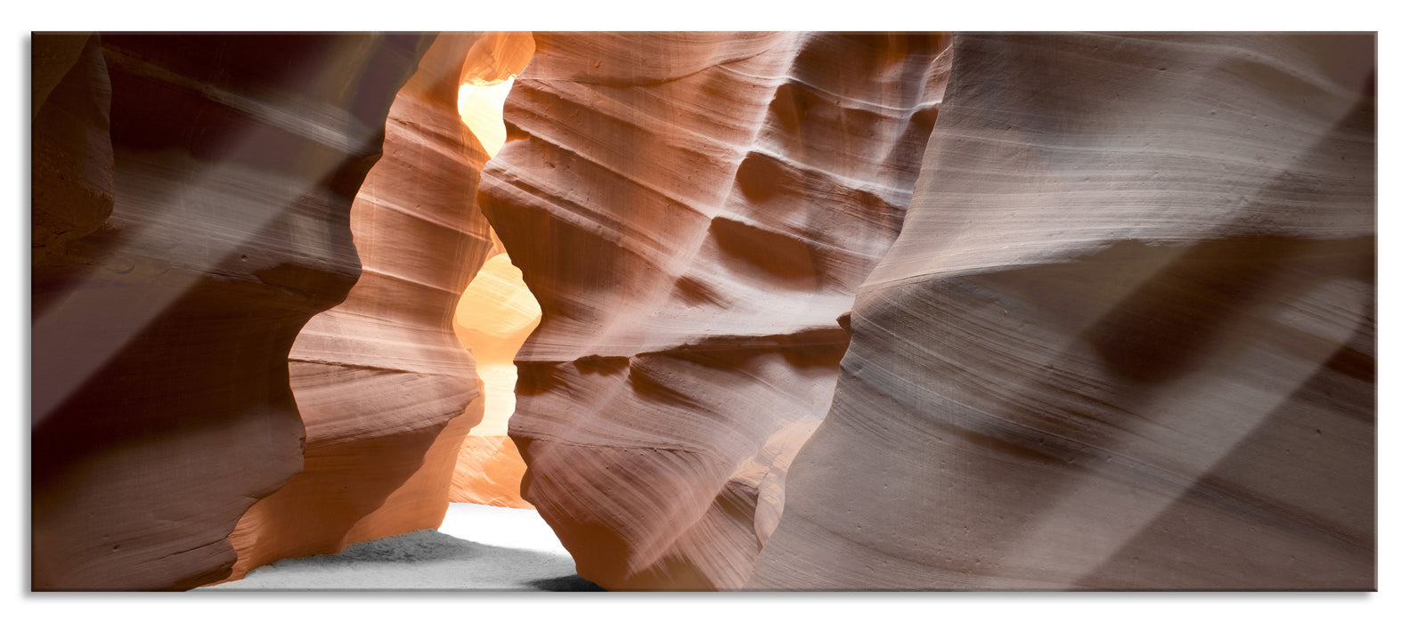 Pixxprint Durchgang im Antelope Canyon, Glasbild Panorama