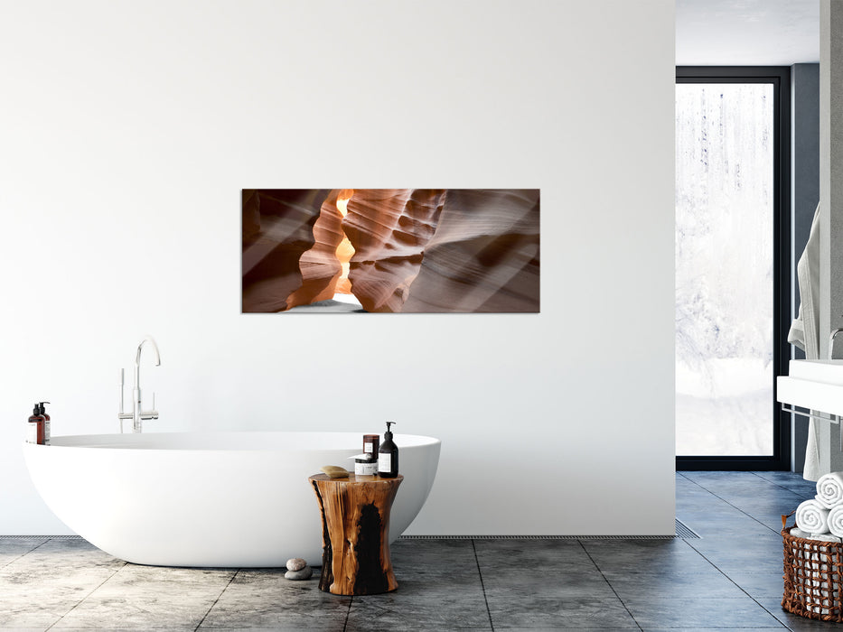 Durchgang im Antelope Canyon, Glasbild Panorama