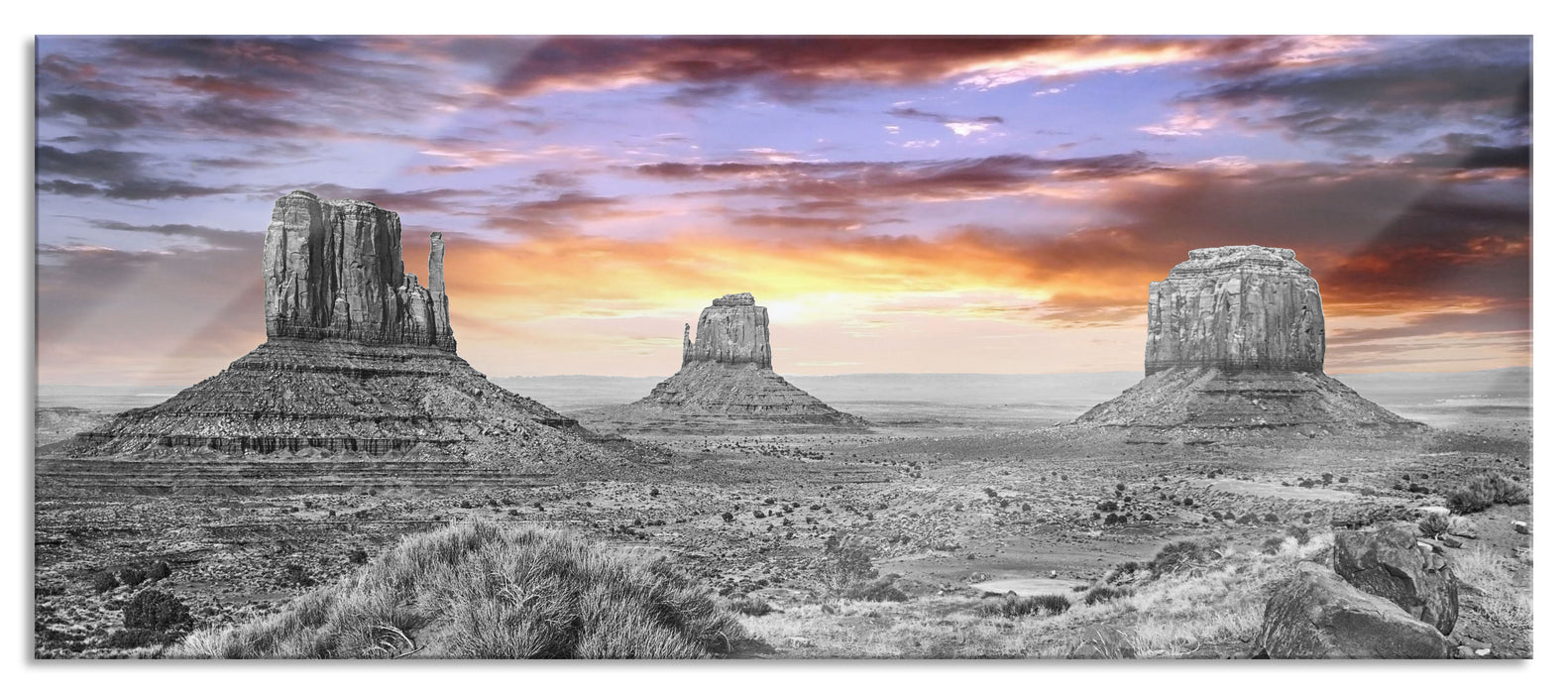 Pixxprint schöne Utah Monument Valley, Glasbild Panorama