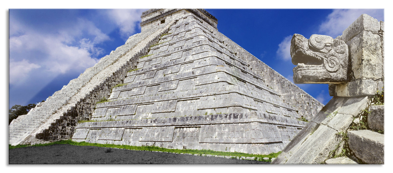 Pixxprint Maya Tempel in Mexiko, Glasbild Panorama