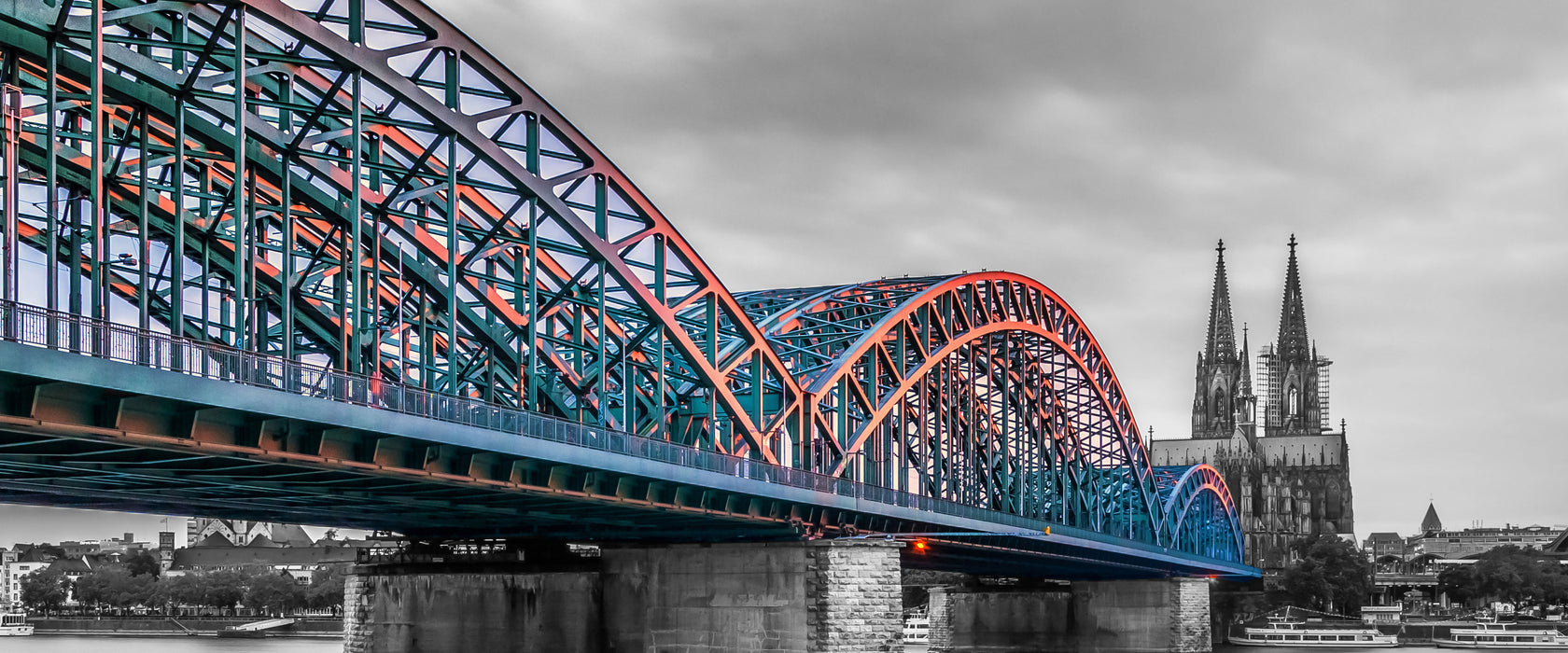 Brücke Kölner Dom, Glasbild Panorama