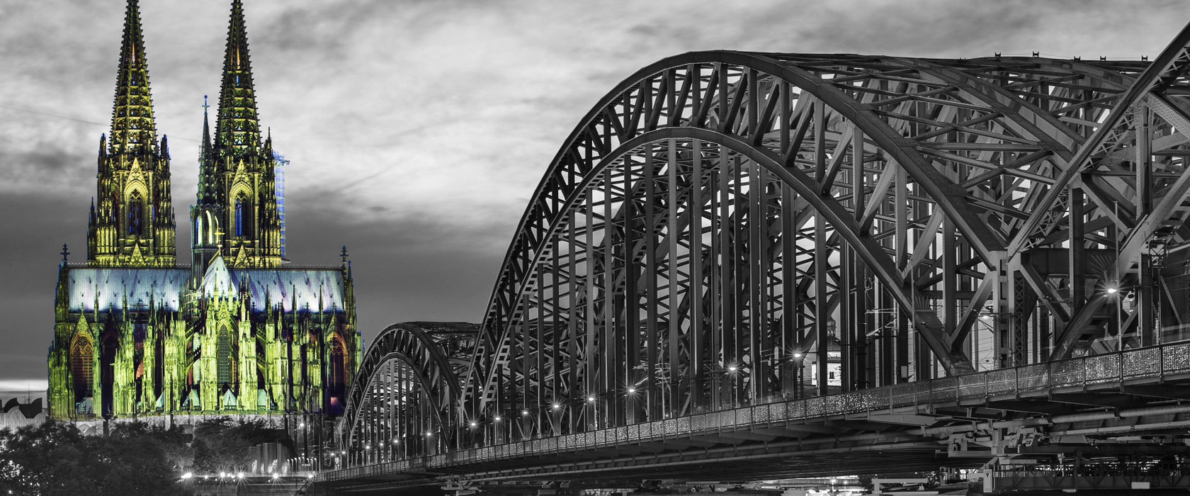 schöne brücke, Glasbild Panorama