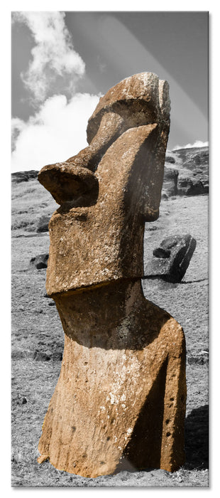 Pixxprint Moai Statue auf den Osterinseln, Glasbild Panorama