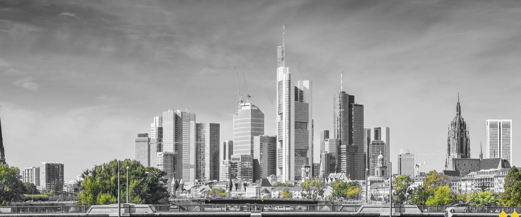 Skyline von Frankfurt am Main, Glasbild Panorama