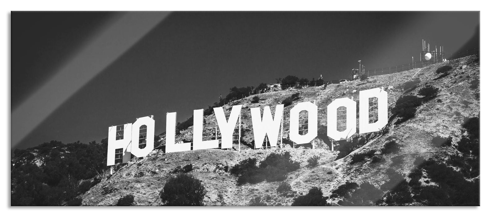 Pixxprint Wahrzeichen von Hollywood, Glasbild Panorama