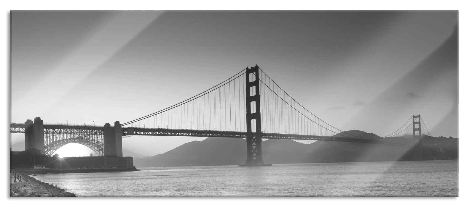 Pixxprint wunderschöne Golden Gate Bridge, Glasbild Panorama