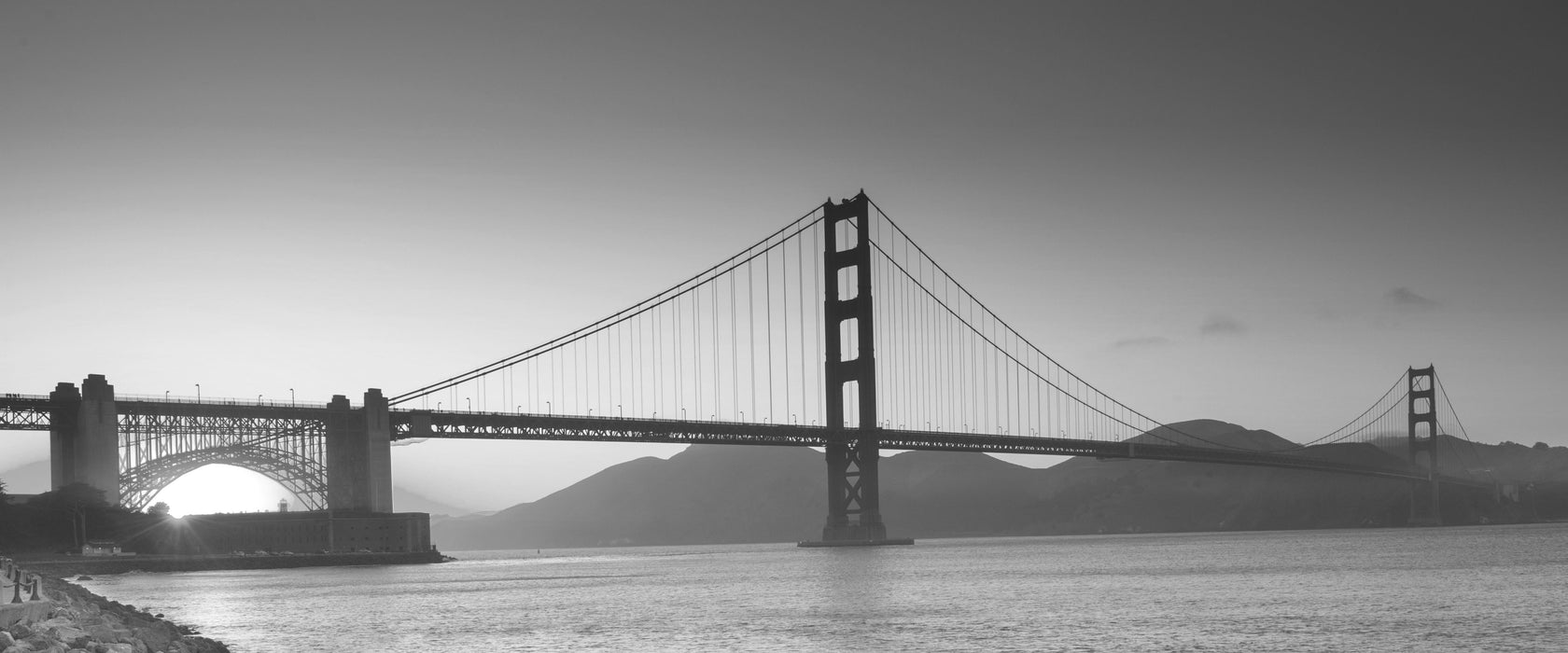 wunderschöne Golden Gate Bridge, Glasbild Panorama