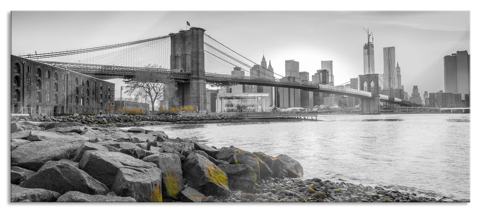 Pixxprint schöne Brooklyn Bridge, Glasbild Panorama