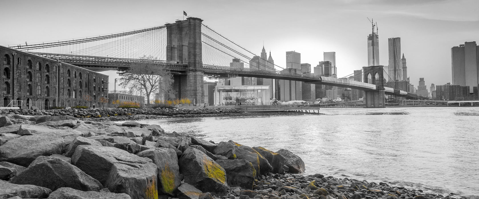 schöne Brooklyn Bridge, Glasbild Panorama