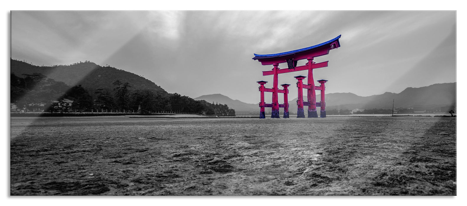 Pixxprint schönes Torii in Hiroshima, Glasbild Panorama