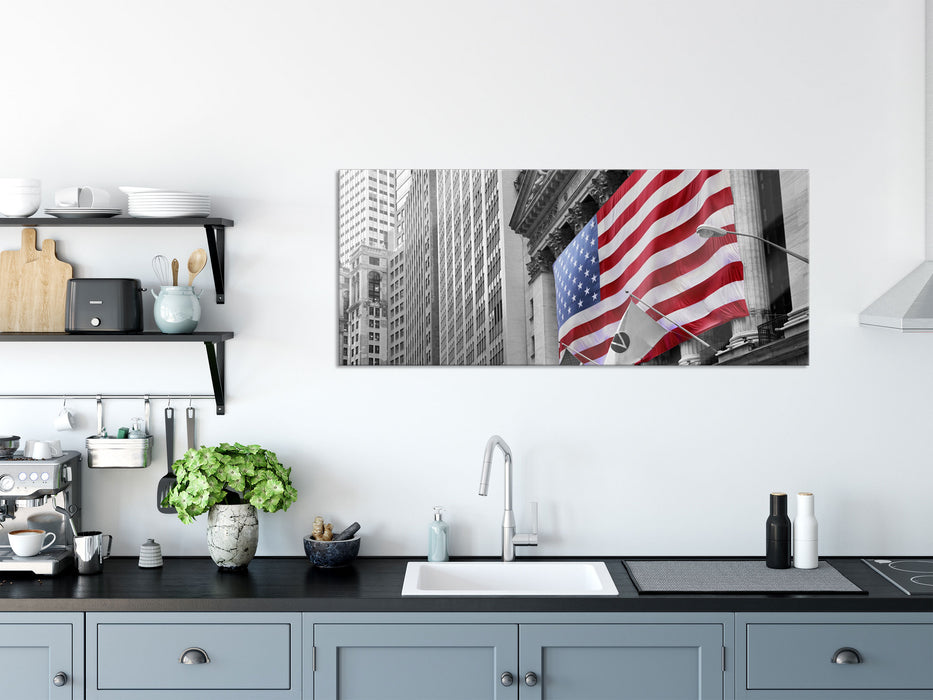 amerikanische Flagge, Glasbild Panorama