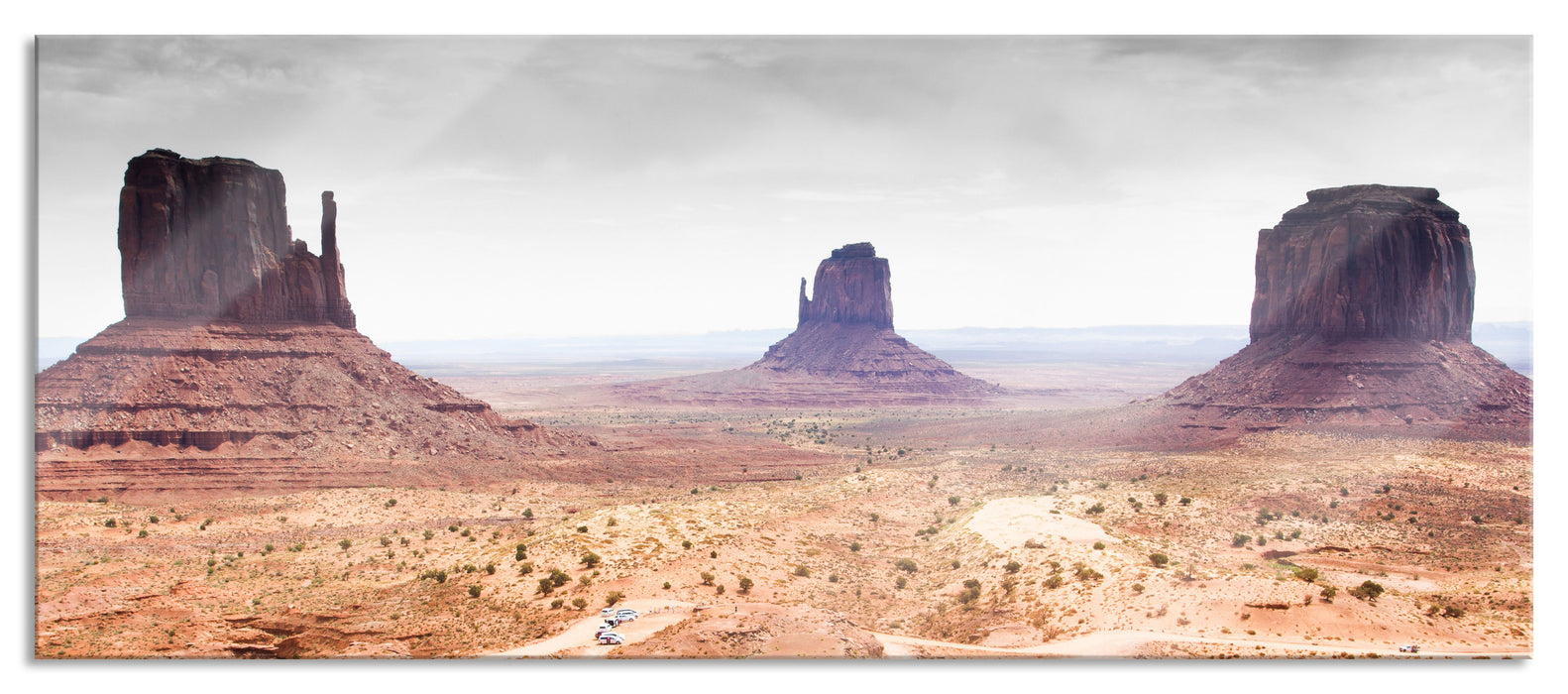 Pixxprint schönes Monument Valley, Glasbild Panorama