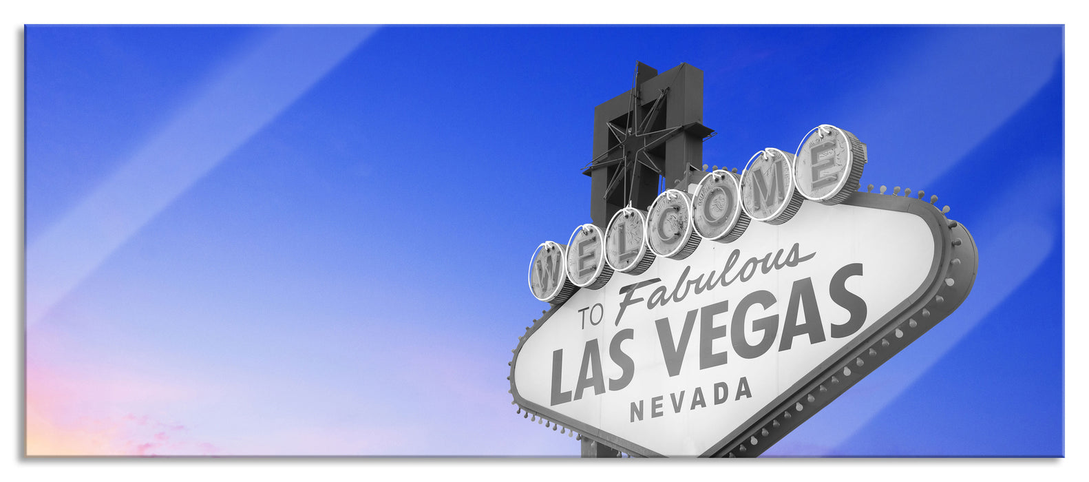 Pixxprint tolles Las Vegas Schild, Glasbild Panorama