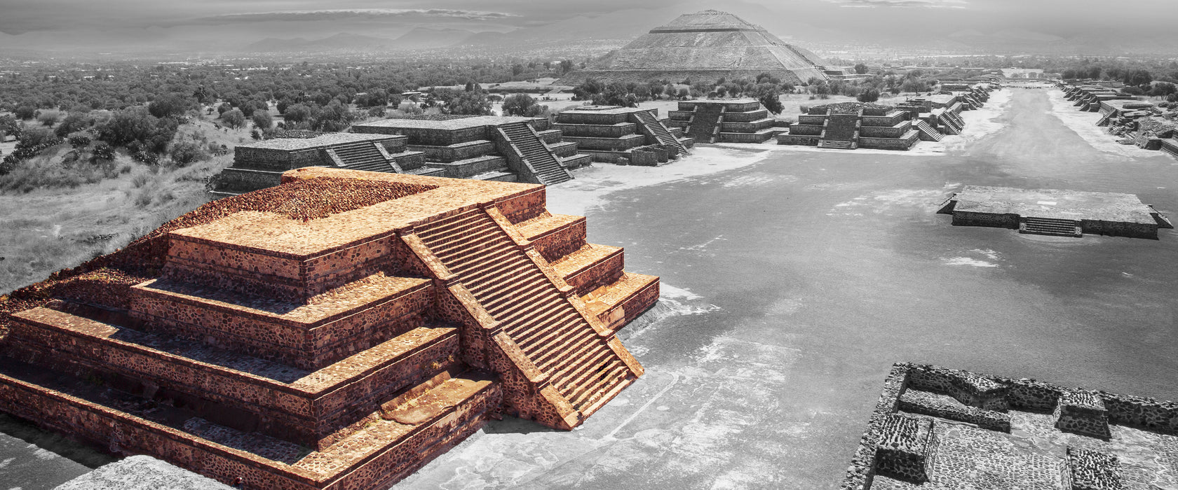 Maya Tempel in Teotihuacan, Glasbild Panorama