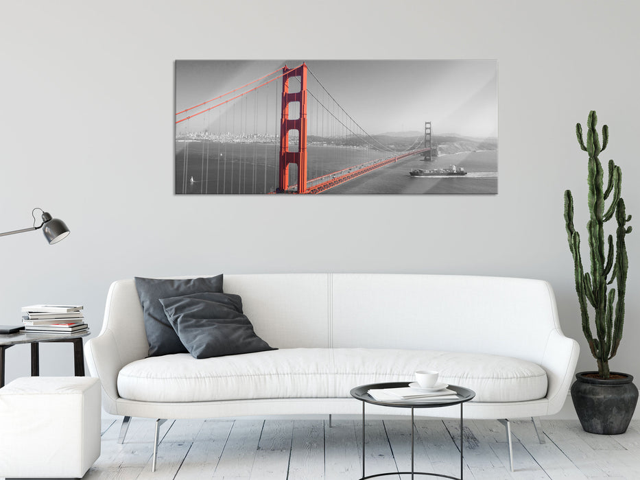 eindrucksvolle Golden Gate Bridge, Glasbild Panorama