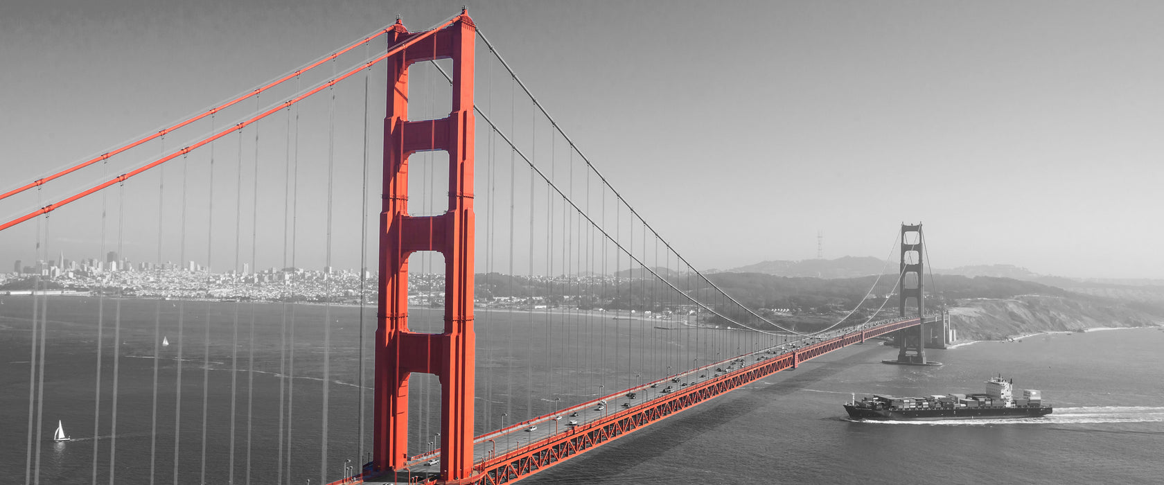 eindrucksvolle Golden Gate Bridge, Glasbild Panorama