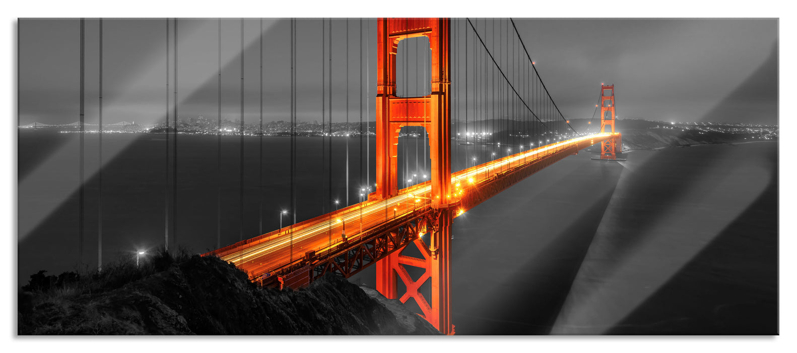 Pixxprint majestätische Golden Gate Bridge, Glasbild Panorama