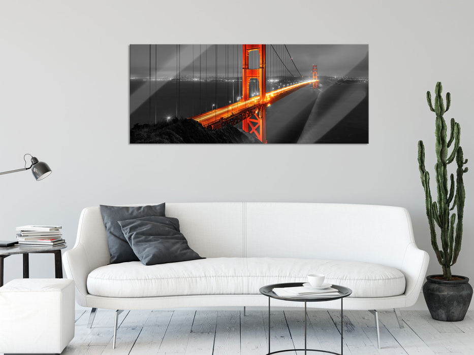 majestätische Golden Gate Bridge, Glasbild Panorama