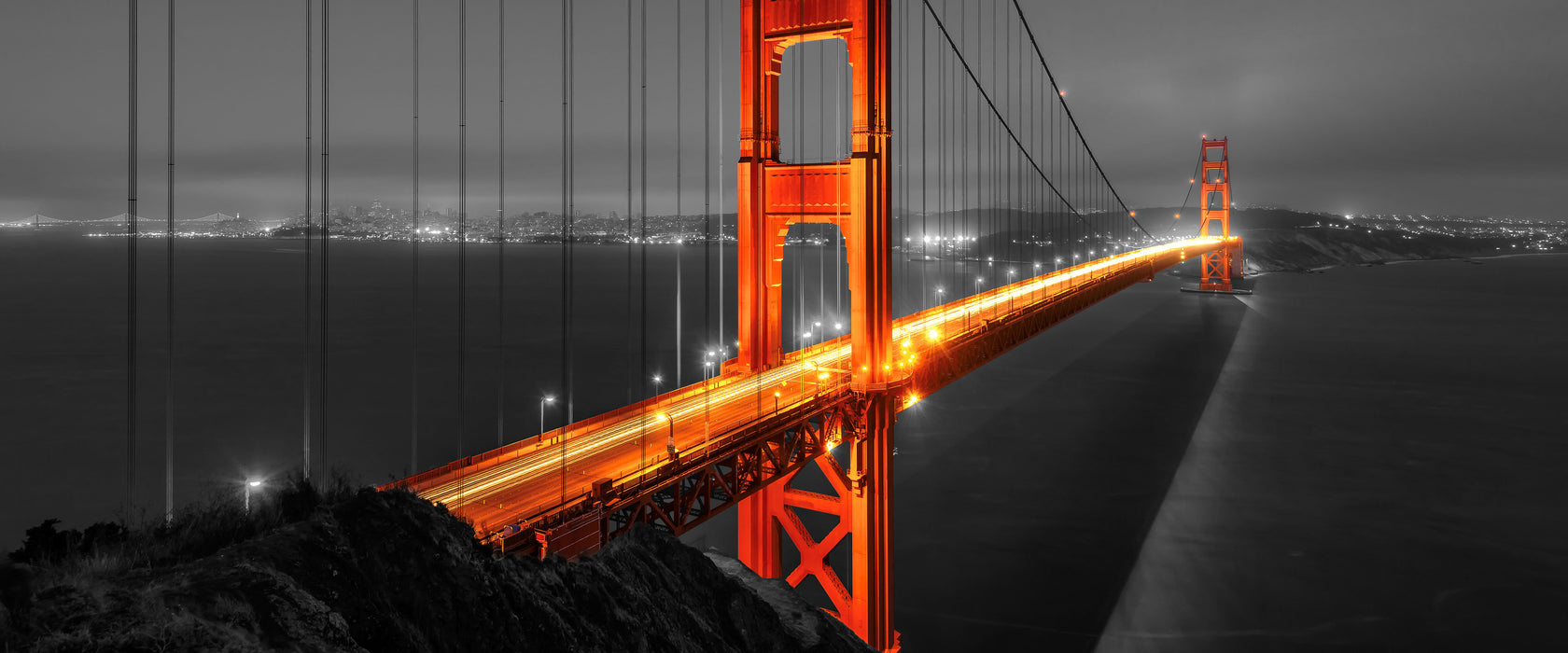 majestätische Golden Gate Bridge, Glasbild Panorama