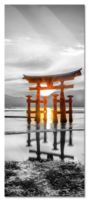 Pixxprint schönes Torii in Miyajima, Glasbild Panorama