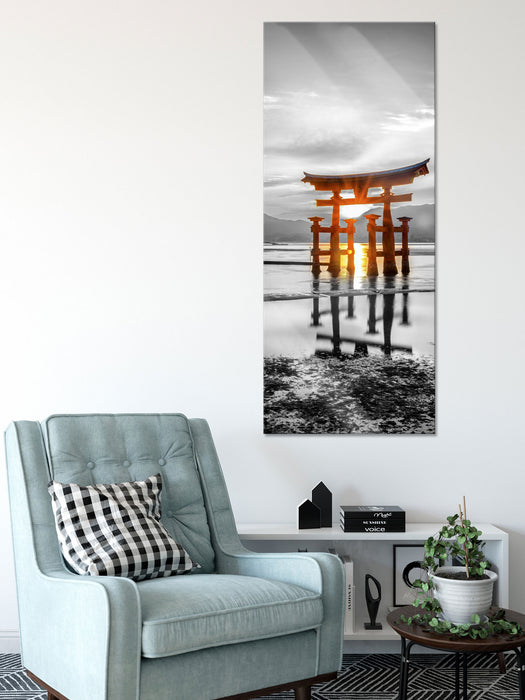 schönes Torii in Miyajima, Glasbild Panorama