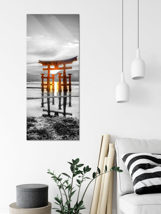 schönes Torii in Miyajima, Glasbild Panorama