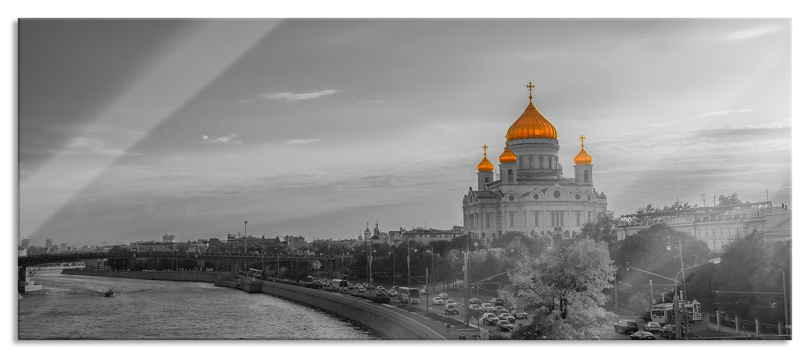 Pixxprint Christ-Erlöser-Kathedrale Moskau, Glasbild Panorama