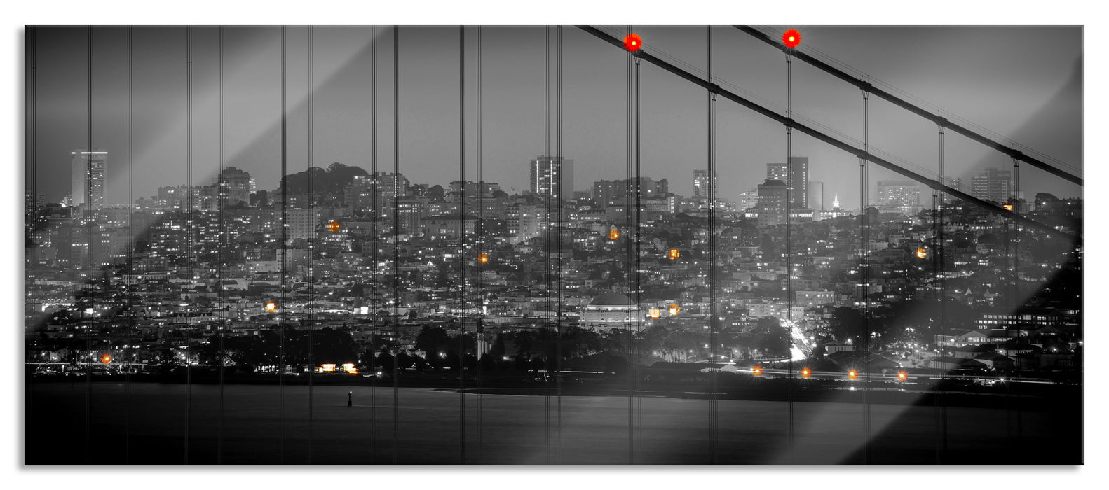 Pixxprint Skyline von San Francisco, Glasbild Panorama