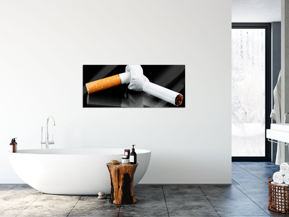 Dark Knoten in der Zigarette, Glasbild Panorama