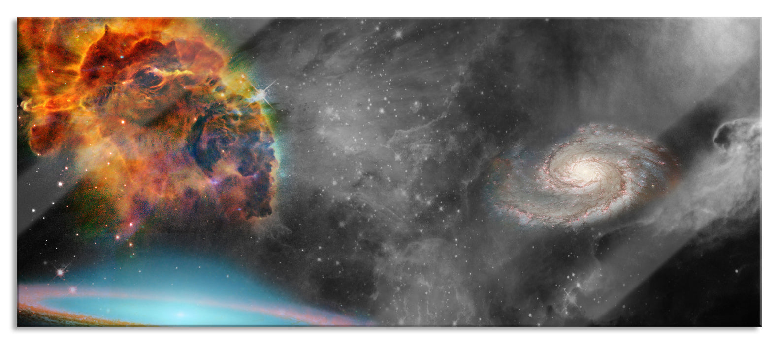beeindruckende Galaxie, Glasbild Panorama