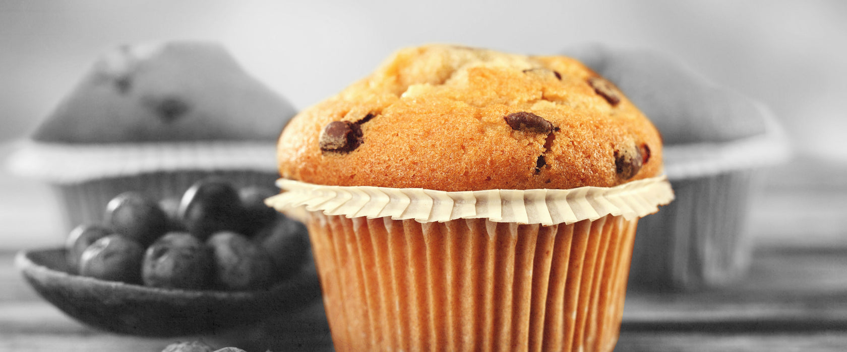 leckere Muffins mit Blaubeeren, Glasbild Panorama