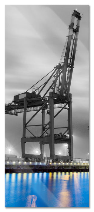 Pixxprint großer Containerkran im Hafen, Glasbild Panorama