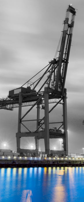 großer Containerkran im Hafen, Glasbild Panorama