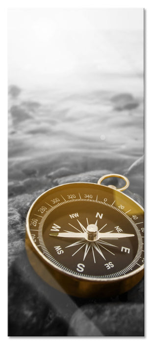 Pixxprint schöner Kompass Reiselust, Glasbild Panorama