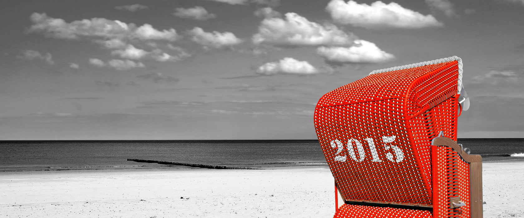 Strandkorb Rot, Glasbild Panorama