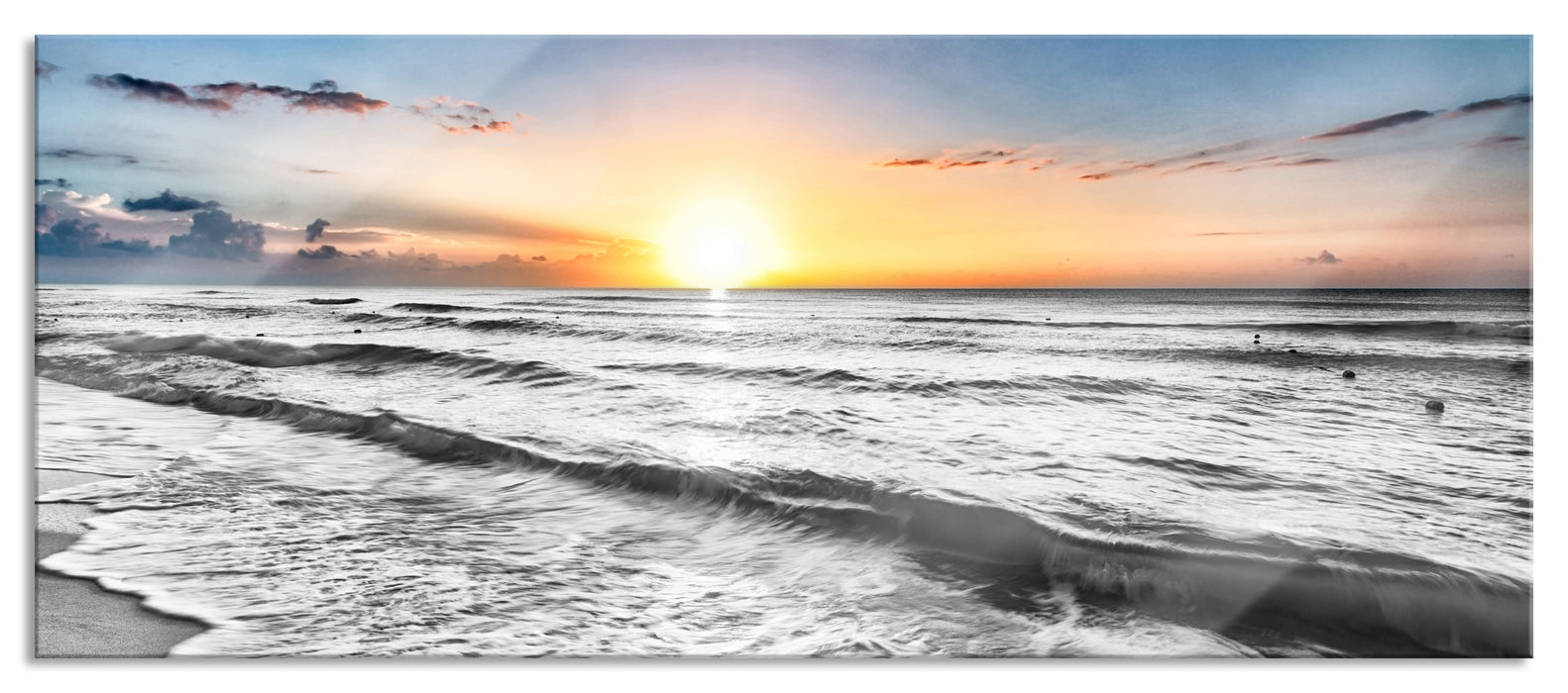 Pixxprint wunderschönes Meer, Glasbild Panorama