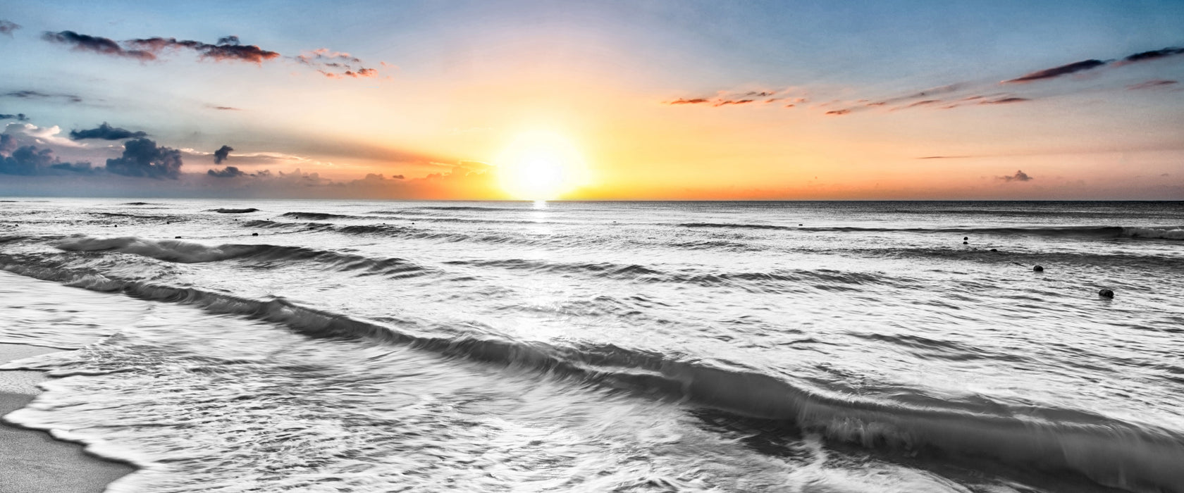 wunderschönes Meer, Glasbild Panorama