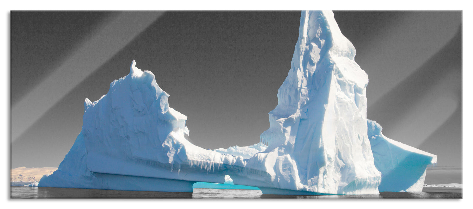 Pixxprint eindrucksvoller Eisberg, Glasbild Panorama