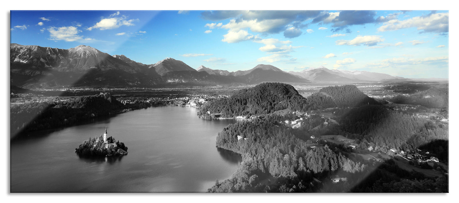 Pixxprint wunderschöne Seen Landschaft, Glasbild Panorama