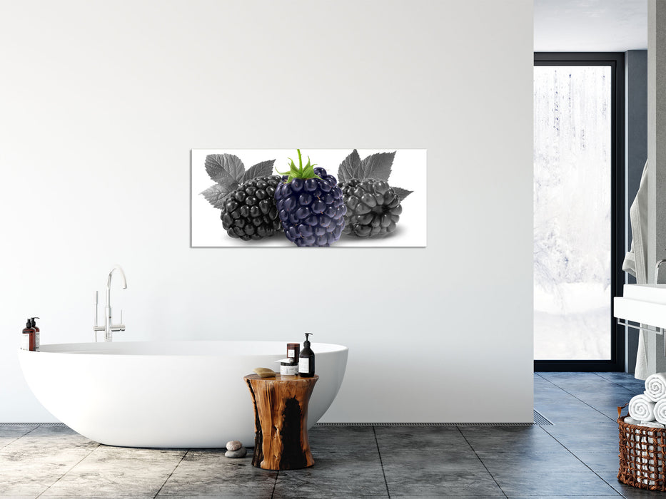 Große Brombeeren, Glasbild Panorama