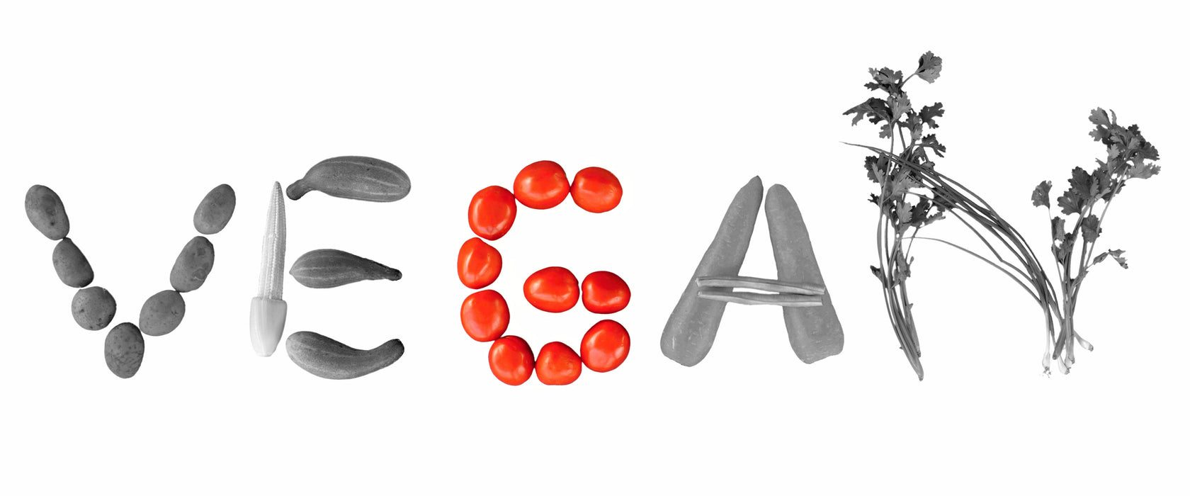 Schriftzug Vegan Gemüse, Glasbild Panorama