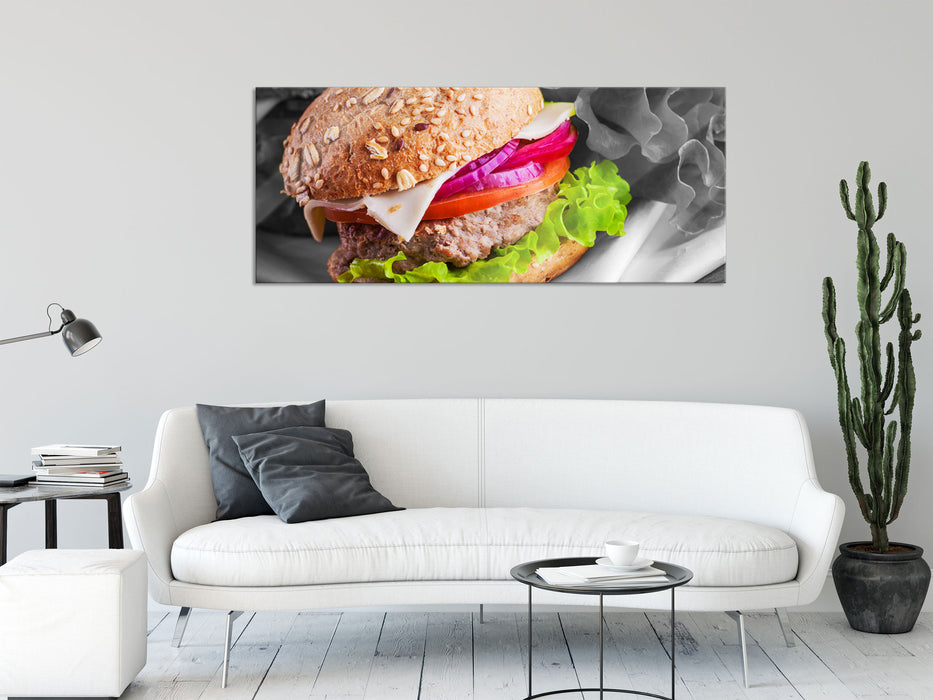 Gesunder Hamburger, Glasbild Panorama