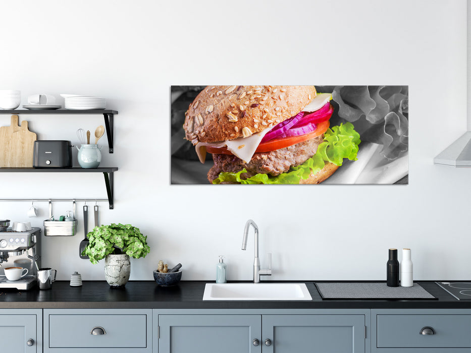 Gesunder Hamburger, Glasbild Panorama