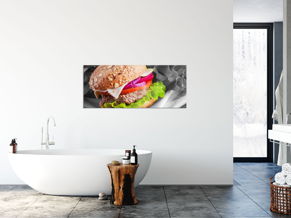 Gesunder Hamburger, Glasbild Panorama