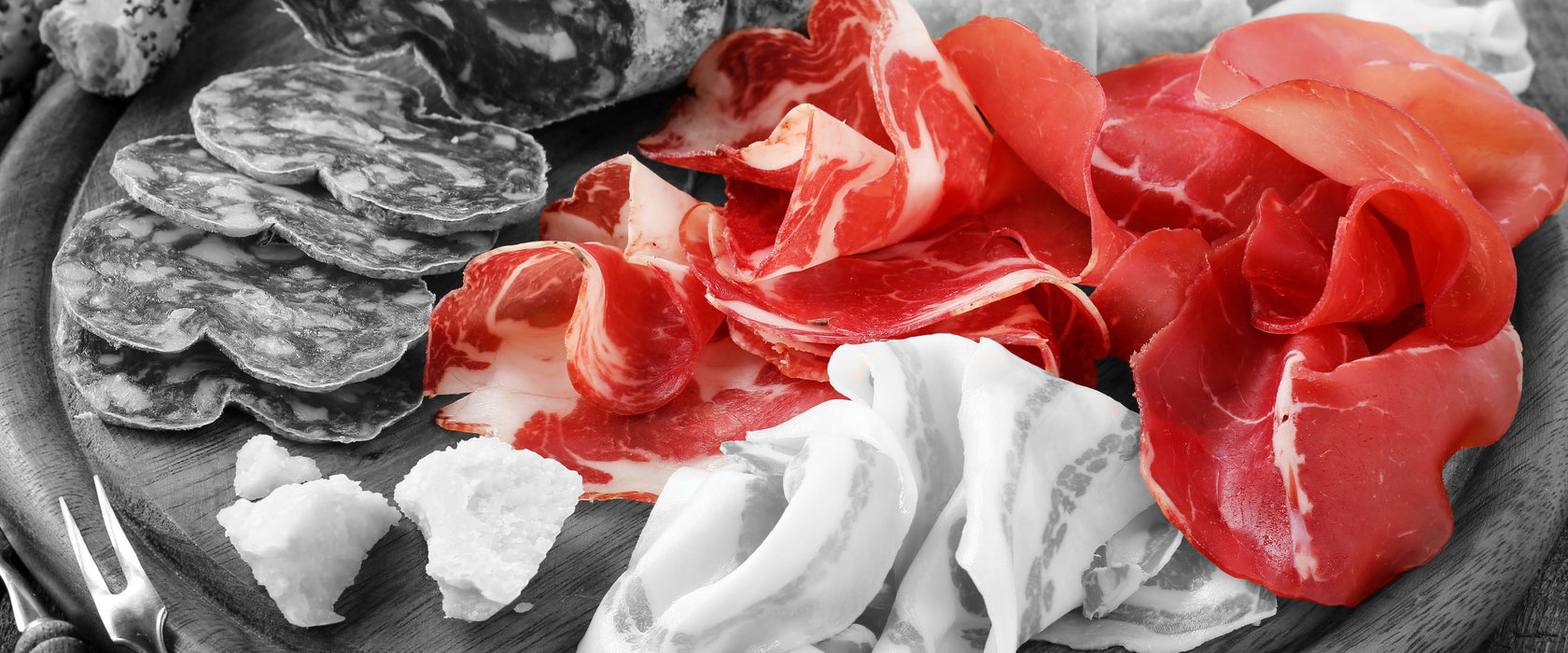 Leckere Wurstarten, Glasbild Panorama