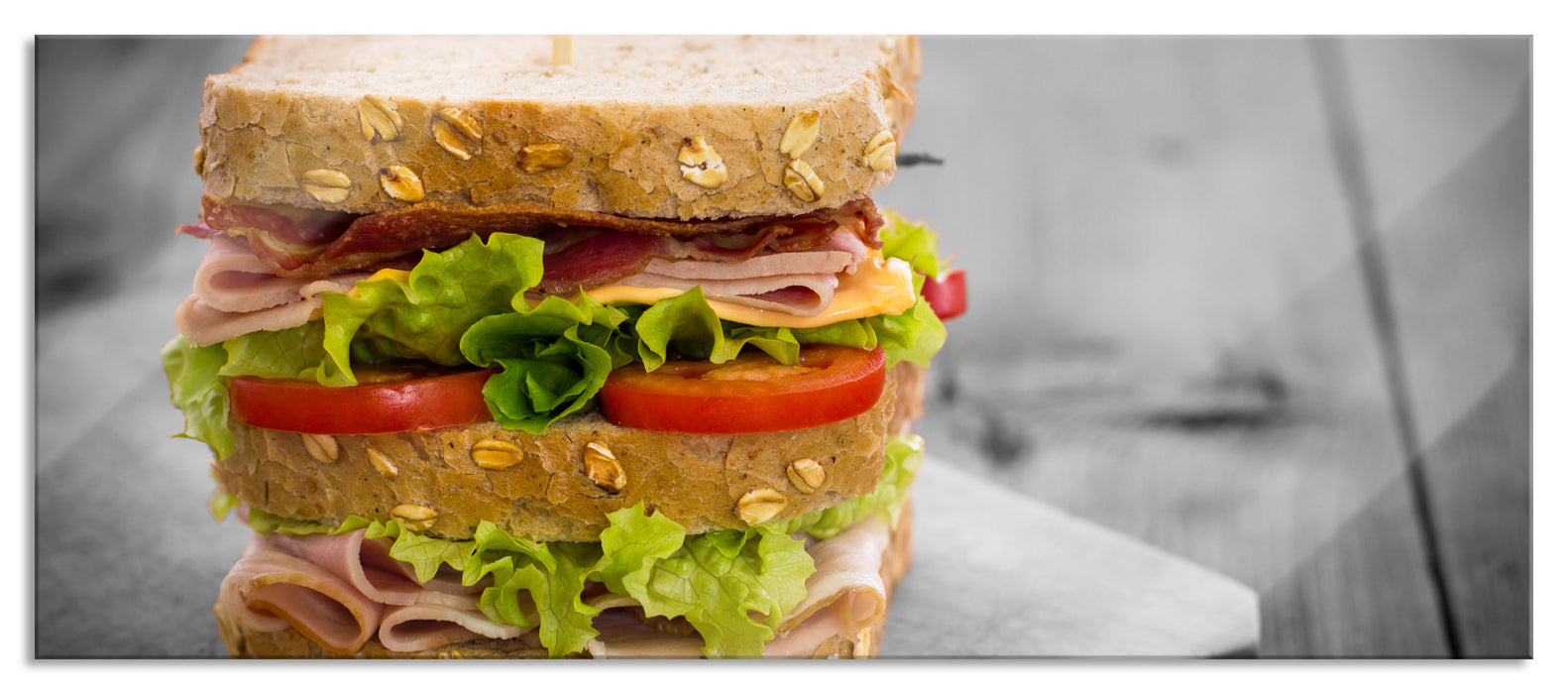 Pixxprint Doppeltes Sandwich, Glasbild Panorama